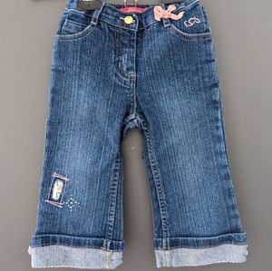 Medium wash embroidered denim blue jeans